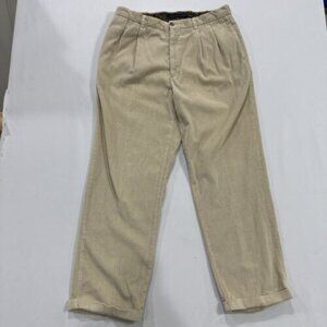 Tommy Hilfiger Vintage Pants Men's 36x32 Beige Pleated Front Corduroy EUC